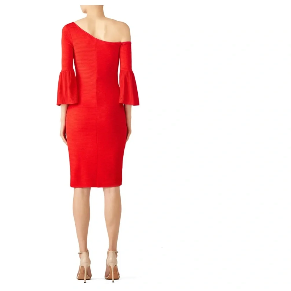 Trina Turk Stunner! Cocktail Red Ollie Dress: Sz 8: Off Shoulder- Flattering - Picture 5 of 7